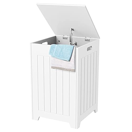 ADHW Bathroom Laundry Bin Storage Laundry Basket Wooden Floor Cabinet Lift Up Lid