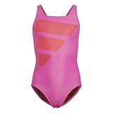 Eine Nummer größer kaufen adidas Mädchen Big Bars Logo Swimsuit, Lucid Fuchsia/Better Scarlet/White, 11-12 Years