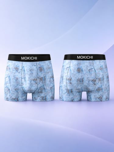 Image of Men's Printed Trunks, Pack of 2 | Abstract Geometric Design | Stretchable Elastic Waistband | Comfortable Regular Fit Underwear
