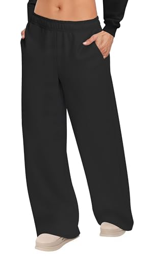 JEKAOYI Womens Sweatpants Wide Leg Drawstring Workout Casual Baggy Pants High Waist with Pockets Black