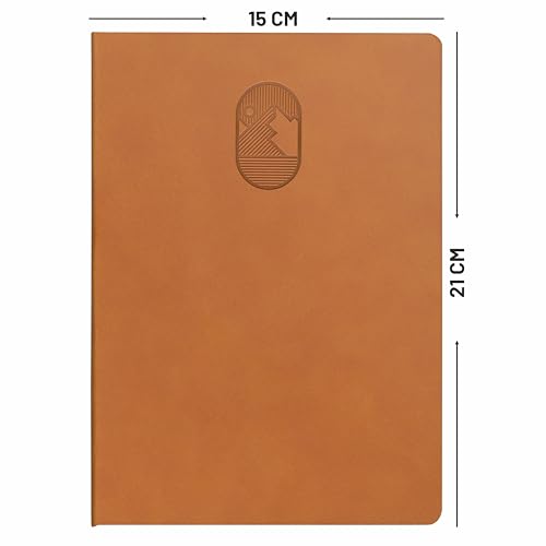 Image of Anupam Hexy A5 Unruled, Notebook | 192 Pages, 80 GSM Plain Journal | Leather Textured PU | 2026 Office Notebook -for journaling, writing, Note Taking, Diary for women and men (Tan)