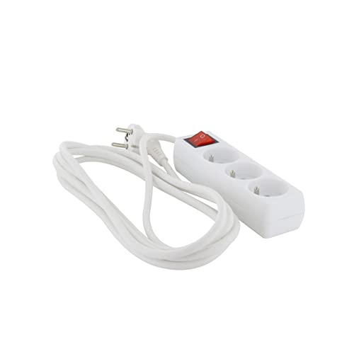 Chacon multiprise 3 x 16 A avec interrupteur- 3m - blanc