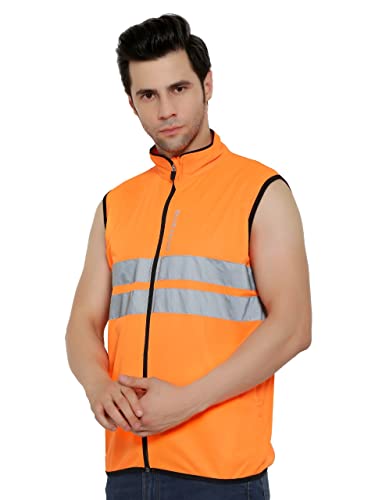 Image of Reflective Cycling Jacket Windproof Bike Jacket Coat for Running Hiking Walking Night Jacket with reflective strips for safety