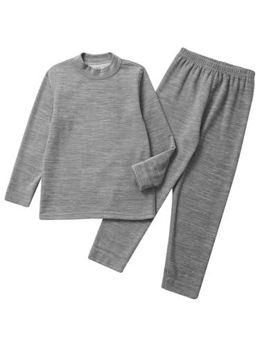 easyforever Kids Boys Girls Thermal Underwear Set Mock Neck Fleece Lined Winter Base Layer Top and Bottoms Long Johns Set3