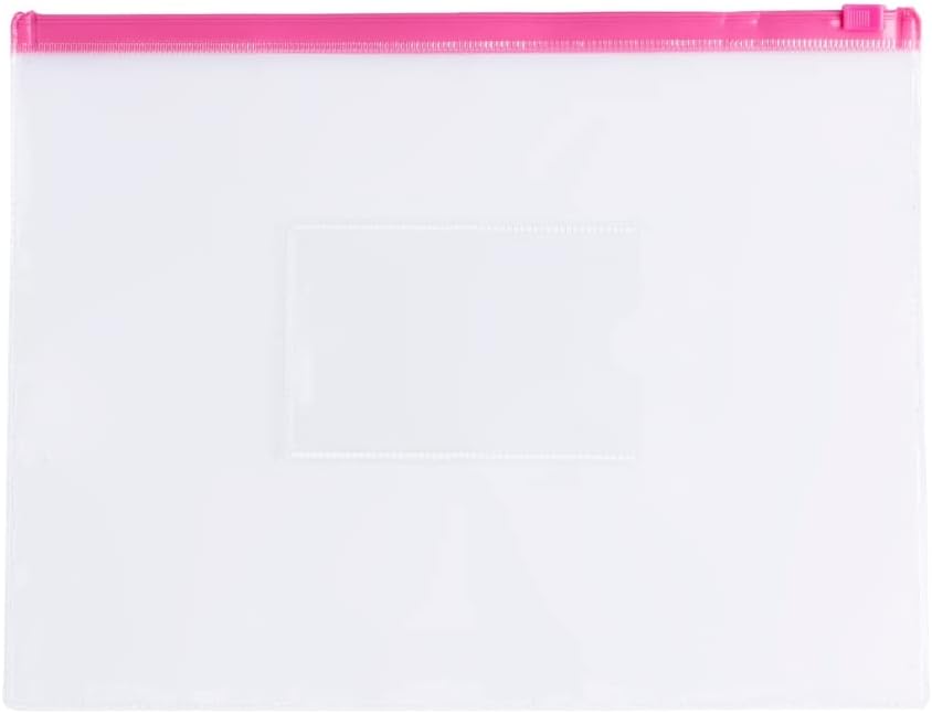 Pack of 12 A4 Clear Zippy Bags with Red Zip