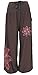 Produktbild GURU SHOP Weite Pluderhose mit Breitem Bund, Blumenstickerei, Damen, Dunkelbraun, Baumwolle, Size:S/M (38), Pluderhosen & Aladinhosen Alternative Bekleidung