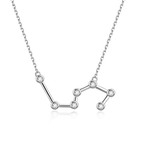 AOBOCO Sterling Silver Leo Necklace Zodiac Constellation Astrology Necklace, Clear Crystals from Swarovski, Anniversary Birthday Jewelry Gifts for Women - Horoscope Gifts