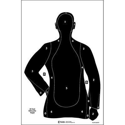24 Pk, B-21 Qualification Target 25 Yard Silhouette Black Size 23