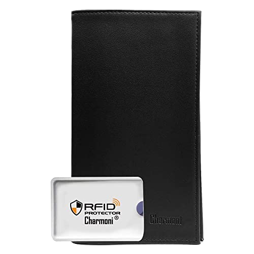 Charmoni porte chequier porte carte credit piece d'identite En Aspect Cuir Saffiano neuf Pacey, Noir, TU