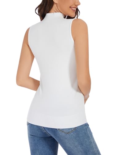 Sleeveless Mock Neck Tops for Women Slim Fit Turtleneck Vest Knit Sweaters2