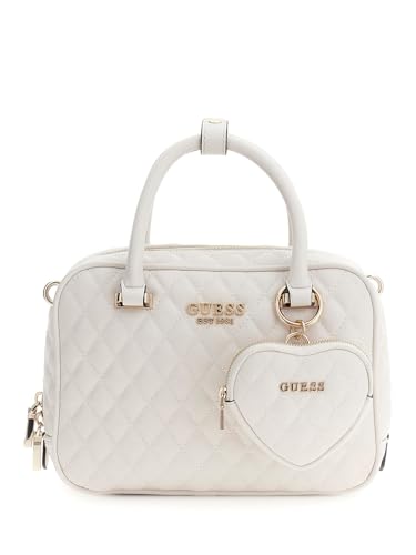 GUESS sac à main sac à épaule bandoulière Atabey Box Satchel Cream White écru