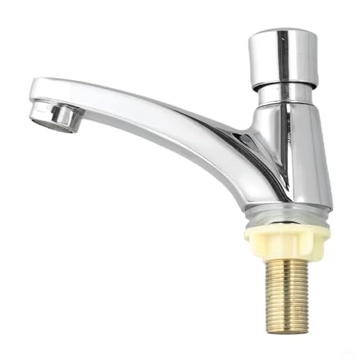 MoSundi Grifo cromado para lavabo con retardo de tiempo, cierre automático, control de agua fría, botón pulsador, grifo para fregadero de baño con interfaz G1/2