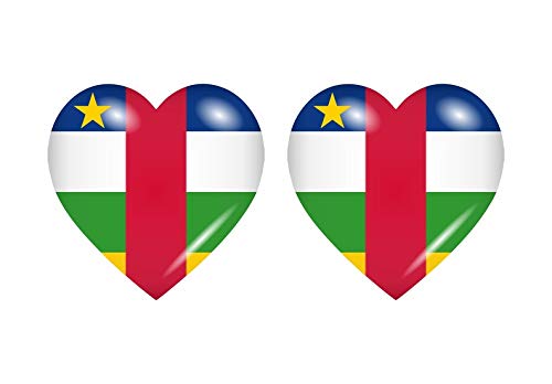 Akachafactory 2X Autocollant Sticker Drapeau Coeur RCA Republique Centrafricaine