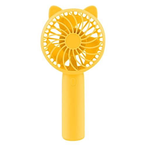 Mini ventilador de mano, alimentado por batería, pequeño ventilador de mano, mini ventilador, recargable, tamaño de bolsillo, para viajes, compras, camping, negro (amarillo)