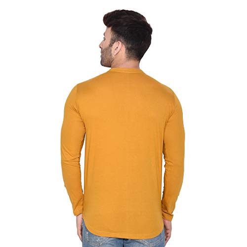 Image of Geum Men's Mandarin Collar Shirt | Slim Fit Full Sleeve Casual Shirt with Printed Chest Logo | Soft Cotton Blend Stylish Button Down for Party, Office