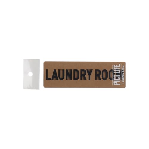 TQOOL 表札 プレート 裏両面テープ付き アクリル 日本製 PICT LIFE. LAUNDLY ROOM 黒 1枚入 19x140mm 24783