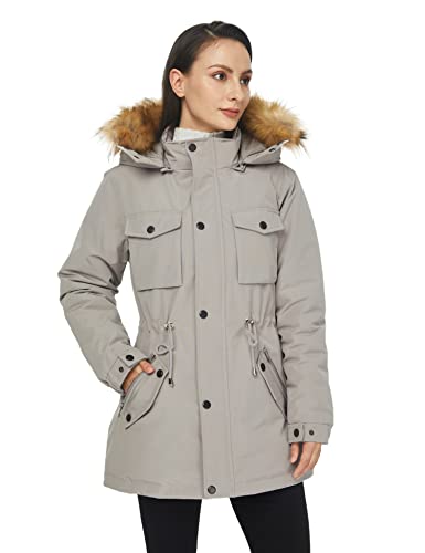 WenVen Women's Winter Waterproof Parka Puffer Coat(Light Grey, M) — view 2
