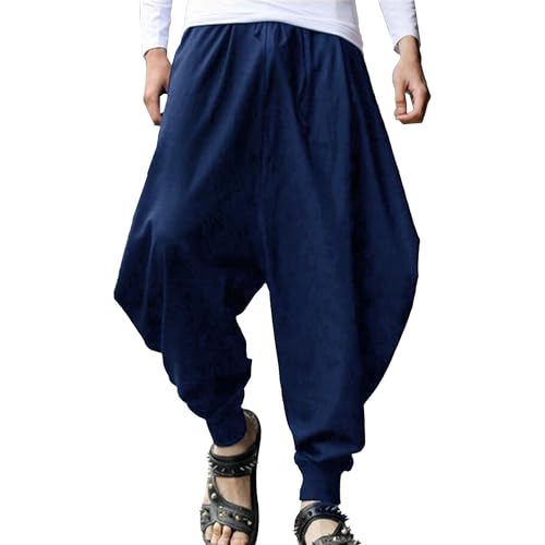 JEShifangjiusu Mens Old School Cool Harem Pant Loose Hippie Drop Crotch Trouser Hippie Boho Aladin Yoga Trousers