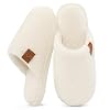 Evshine Women’s Fuzzy Slip-on Slippers Comfy Lightweight Indoor House Scuff Slippers Closed Toe Soft Memory Foam Shoes
