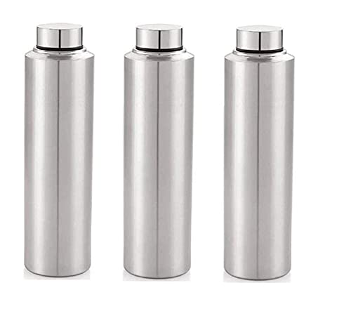 Image of Kalashh Stainless Steel Water Bottle - 750 ML, Fridge Water Bottles, Set of 3, Leak-Proof, Rust-Free Steel Bottle, Easy Grip, Easy to Carry, Travel Bottle - Silver