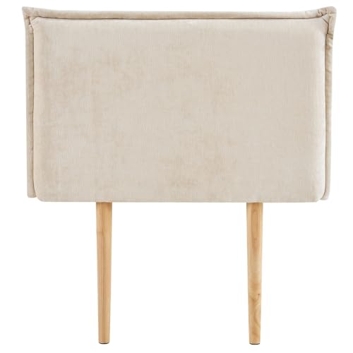 IDIMEX Tête de lit DELMO 90 rembourrée, en Tissu Polyester pour lit 90 cm, sur Pieds en Bois, Blanc crème
