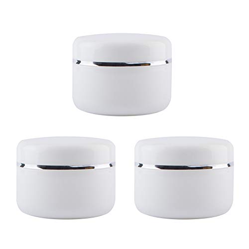 Bocal cosmétique en Plastique Blanc de 3 pièces 100 ML / 3,4 oz avec Couvercle à Jante argentée Bouteille de crème Vide Rechargeable Pots déchantillon...
