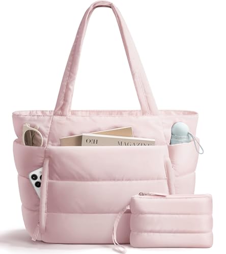 Bolsa de ombro acolchoada para professores e enfermeiras para escola, viagem, academia, rosa, Large