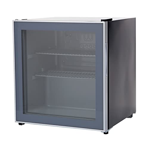 Image of Avanti Beverage Cooler with Glass Door 60 Can Mini Refrigerator for Beer Soda Water 18.25-Inch Wide Freestanding, with Adjustable Temperature Control and Removable Shelves, 1.6-Cu.Ft., Metallic