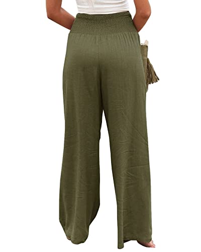 Wide Leg Pants Women High Waisted Cotton Linen Palazzo Lounge Long Pant Casual Business Office Bottoms with Pockets2