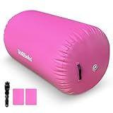 KIASTER Air Roller Inflatable Tumbling Gymnastics Mat Air Roll Barrel Tumble Track Back handspring Mat for Gymnastics Yoga Training Cheerleading Home Use (Pink, 80 x 50cm)