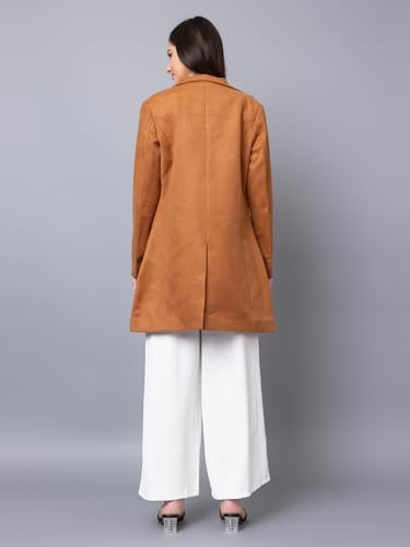 Image of CHKOKKO Women Chic Winter Coat Single Breasted | Knee Length Design with Buttoned Closure and Practical Front Side Pockets for Stylish and Comfortable Wear