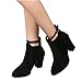 Women's High Heel Ankle Boots Fashion Suede Ankle Strap Buckle Chunky Block High Heeled Booties Ladies Dress Mid Calf Dressy Short Boots Shoes