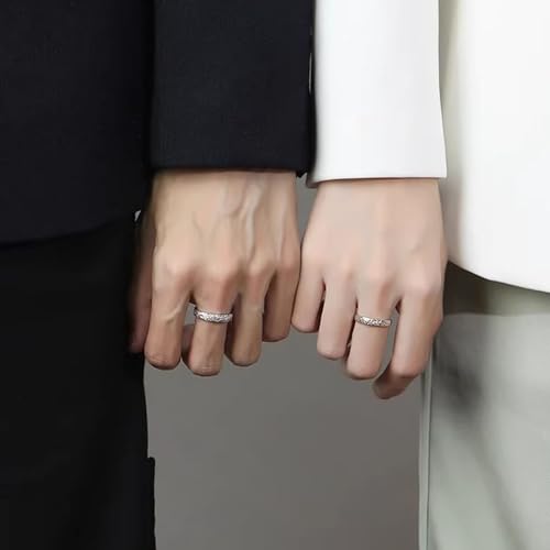 Bague réglable fiançailles personnalisable couple argent 925