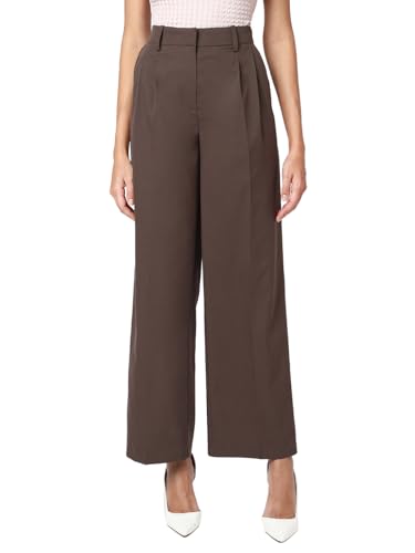 VERO MODA Damen Vmnila Mw Loose Dad Pant Noos Stoffhose, Chocolate Brown, 42W x 32L