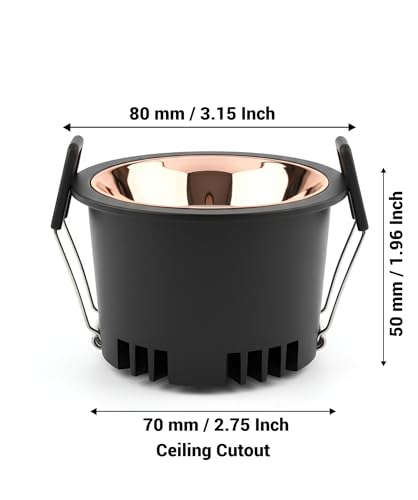 Image of FILLISKA Recessed LED Downlight with Luxurious MattBlack & Rosegold Finish (1, Cool White (6500k), 6, Watts)(2 Years Warranty)