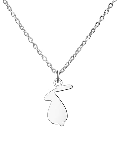 Yooborn 18+2 Inch Stainless Steel Spirit Animals Rabbit Chain Necklace Bunny Pendant Luck Jewelry Graduation Birthday Gifts for Women Teens.