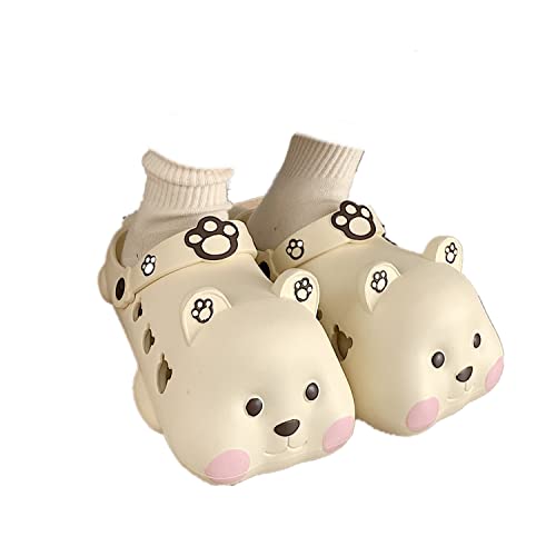 Kawaii Slippers Kawaii Clogs Mules for Girls Women Cute Bear Summer Shower Slippers Non-Slip Beach Shoes EVA Soft Durable (Off White,38-39 US Women 7.5-8 US Men 5.5-6,US_Footwear_Size_System,Adult,Numeric Range,Medium,7.5,Unisex,adult,Women,8,Men,Medium,5.5,6)