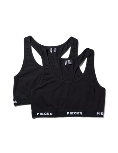Bustier femme PIECES noir en coton stretch pour un look tendance
