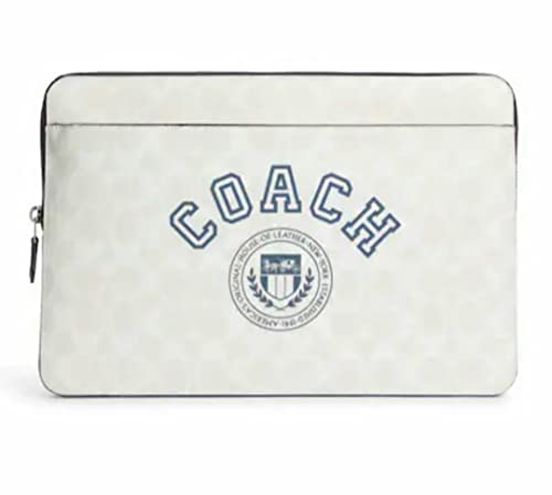 Coach Womens Laptop Sleeve In Signature Canvas With Coach Varsity - Sv/Chalk/Indigo Multi -Fits 13" Laptop #TOP16