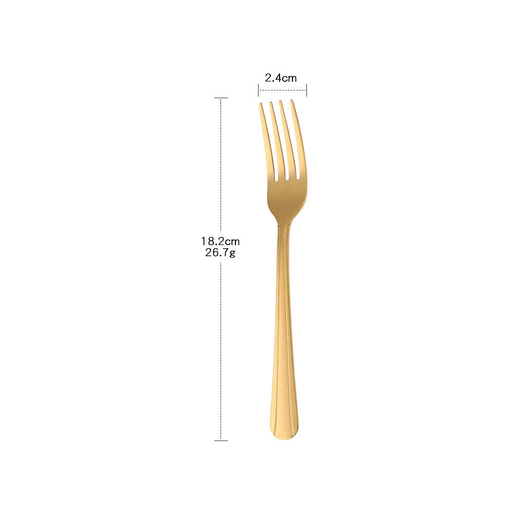 MINGYU Dinner Forks Stainless Steel Set of 12 - Lightweight Gold Titanium Fork Silverware Salad Forks Flatware Sets Dishwasher Safe for Restaurant Wedding Party — Amazon image 2