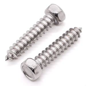 #10 x 3/4″ (50 pcs) Hex Head Self Tapping Screws, Hexagon Head Wood Screws, 304 Stainless Steel 18-8, Full Thread Coverage, Hex Head Sheet Metal Screws