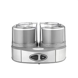 Cuisinart Duo Ice Cream Maker | Sforna 2 gusti contemporaneamente | 2 x 1L Macchina per gelati e gelati fatti in casa | Sorbettiera | Gelatiera | Yogurtiera | Grigio