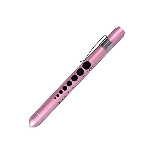 Aokin Medical Pen Lights for Nurse Doctor, Reusable LED Medical Penlight Flashlight with Pupil Gauge and Ruler, White Light, Rose Gold