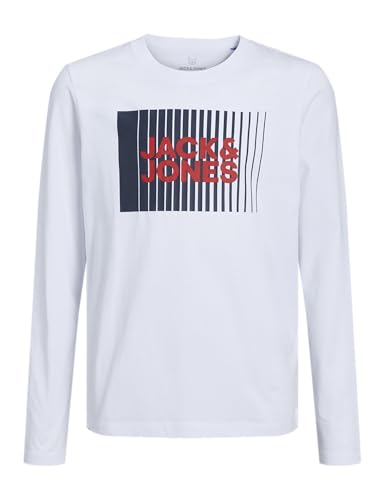 Jack & Jones Garçon Jjecorp Logo Play Ls O-Cou Noos JNR T-Shirt, Blanc., 176 EU