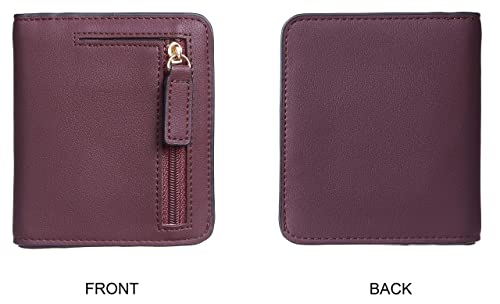 Image of Gostwo Small Wallet for Women, Slim Bifold Credit Card Holder, Compact RFID Blocking Cash Wallet, Billfolds Thin Leather Zipper Pocket, Mini Wallet Gift for Ladies Teen Girls Travel with ID Window