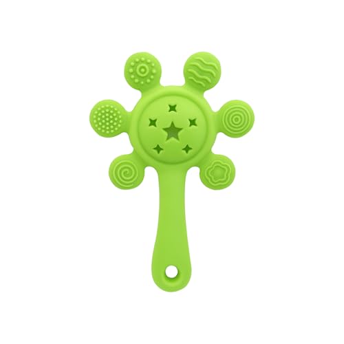 Image of Silicone Baby Teether & Rattle Toy - Soft & Safe for Infants, BPA-Free, Multi-Texture Design for Teething Relief & Early Development (Green)