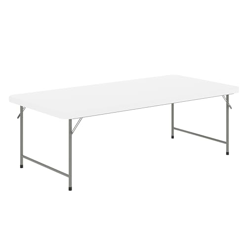EMMA + OLIVER 4.93' Kids Folding Activity Table for Classrooms and Home, Heavy-Duty Rectangular Plastic Classroom Table for Kids, White