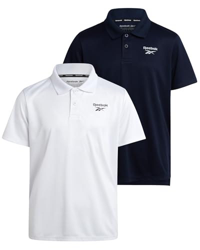 Reviews de Ropa de Rugby para Niño comprados en linea. 48 Reebok - Polo activo para niños, paquete de 2 polos de golf de manga corta que absorben la humedad para deportes y uso casual (8-20), Azul marino/Blanco, 8
