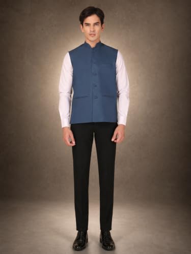 Image of Vastraa Fusion Bandi Modi Koti, Nehru Jacket for Men, Cotton Waistcoat for All Occasion: Diwali, Wedding, Ethnic, Office Party, Formal & casual Look