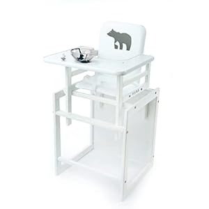 VILHA THE CHILDREN’S FURNITURE FACTORY – Trona para niños, 2 en 1, de madera, la práctica trona plegable se puede convertir en silla y mesa, trona para bebés de 6 meses a 5 años (blanco 2)